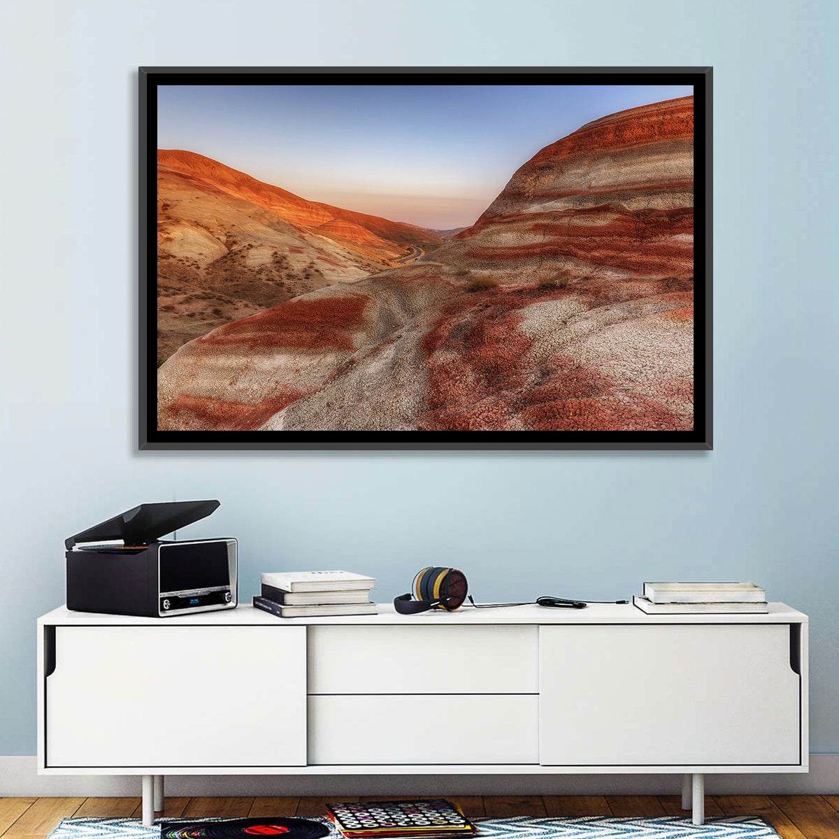 Khizi Candy Cane Mountains Wall Art in a room, landscape