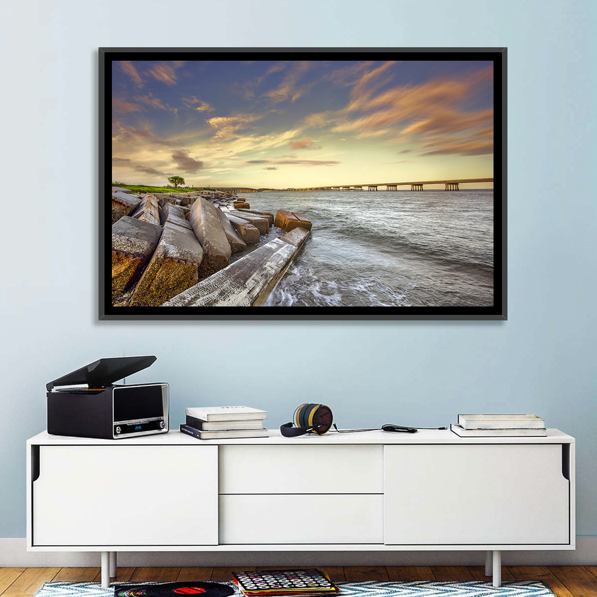 Nassau County Causeway at Sunset Wall Art in a room, landscape