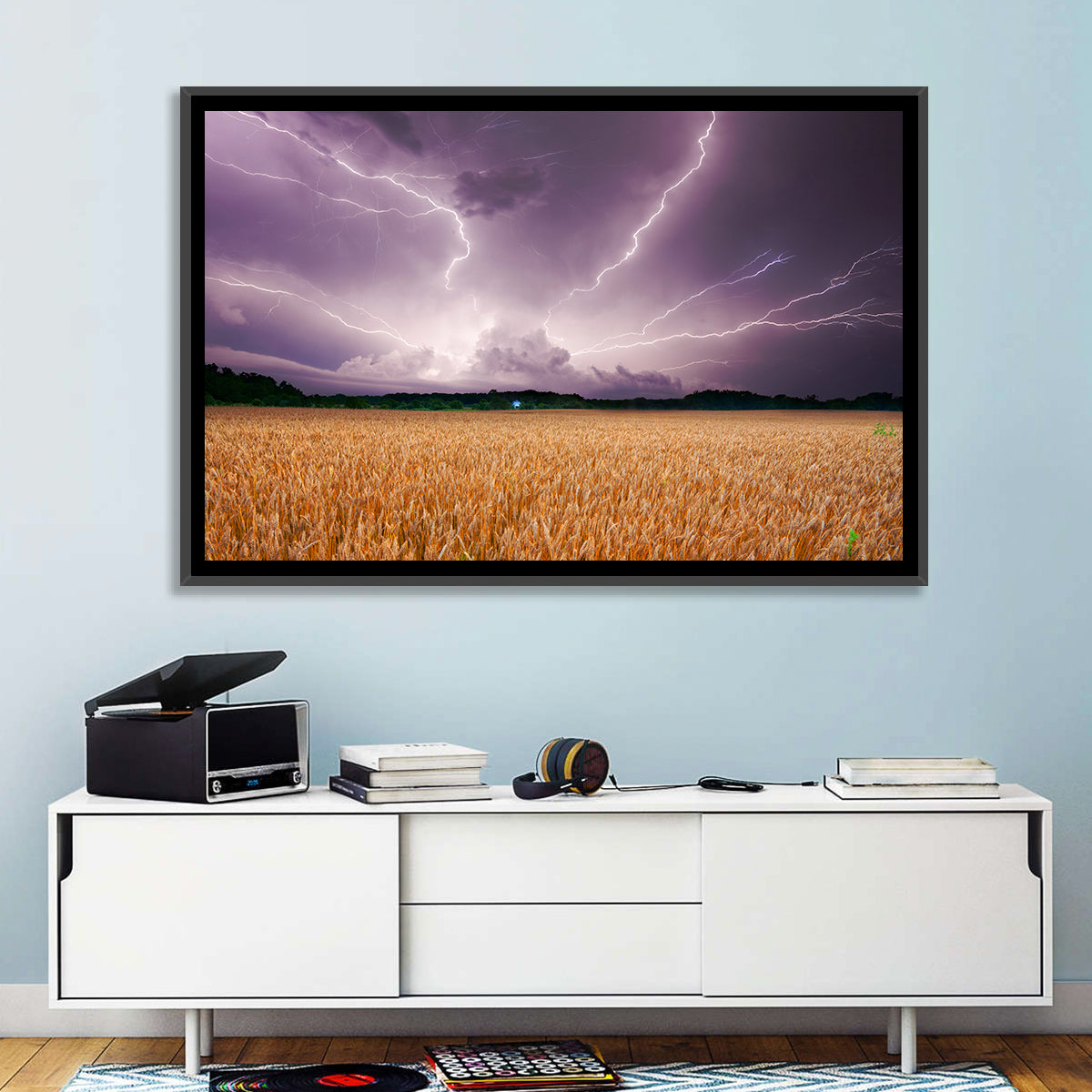 Lightning Over Wheat Field Wall Art