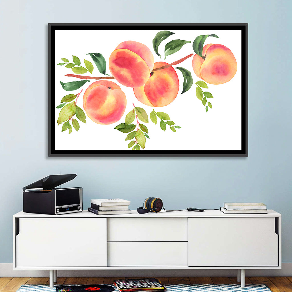 Watercolor Peach Branch Wall Art