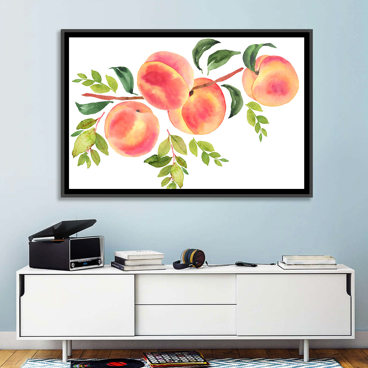 Watercolor Peach Branch Wall Art