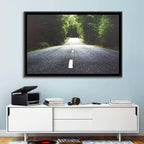 Summer Forest Road with Yellow Sign Wall Art