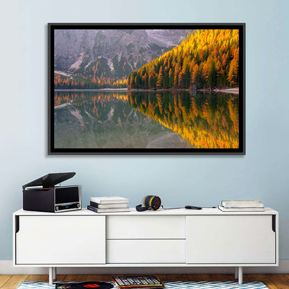 Braies Lake Golden Reflection Wall Art