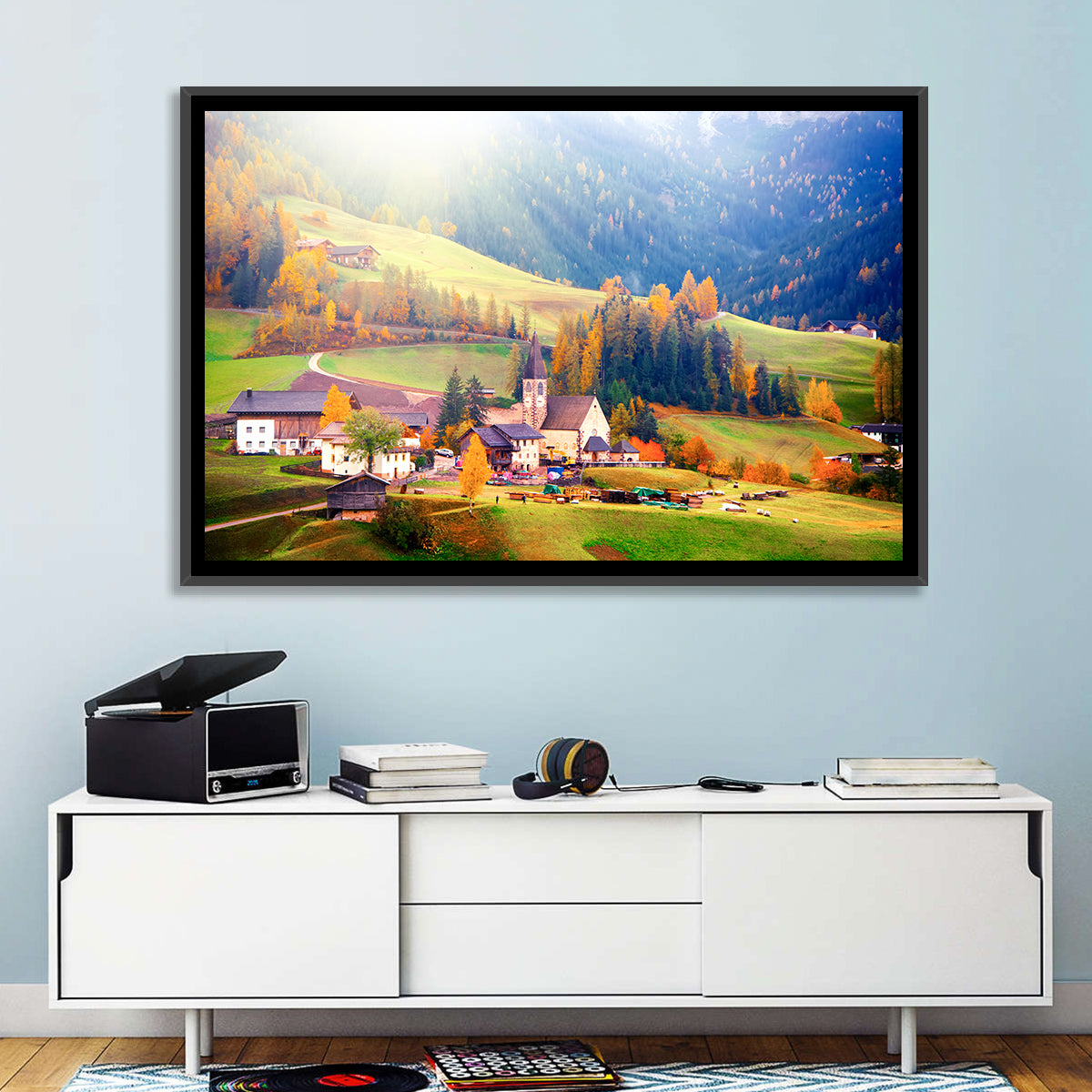 Santa Maddalena Golden Hour Wall Art in a room, landscape