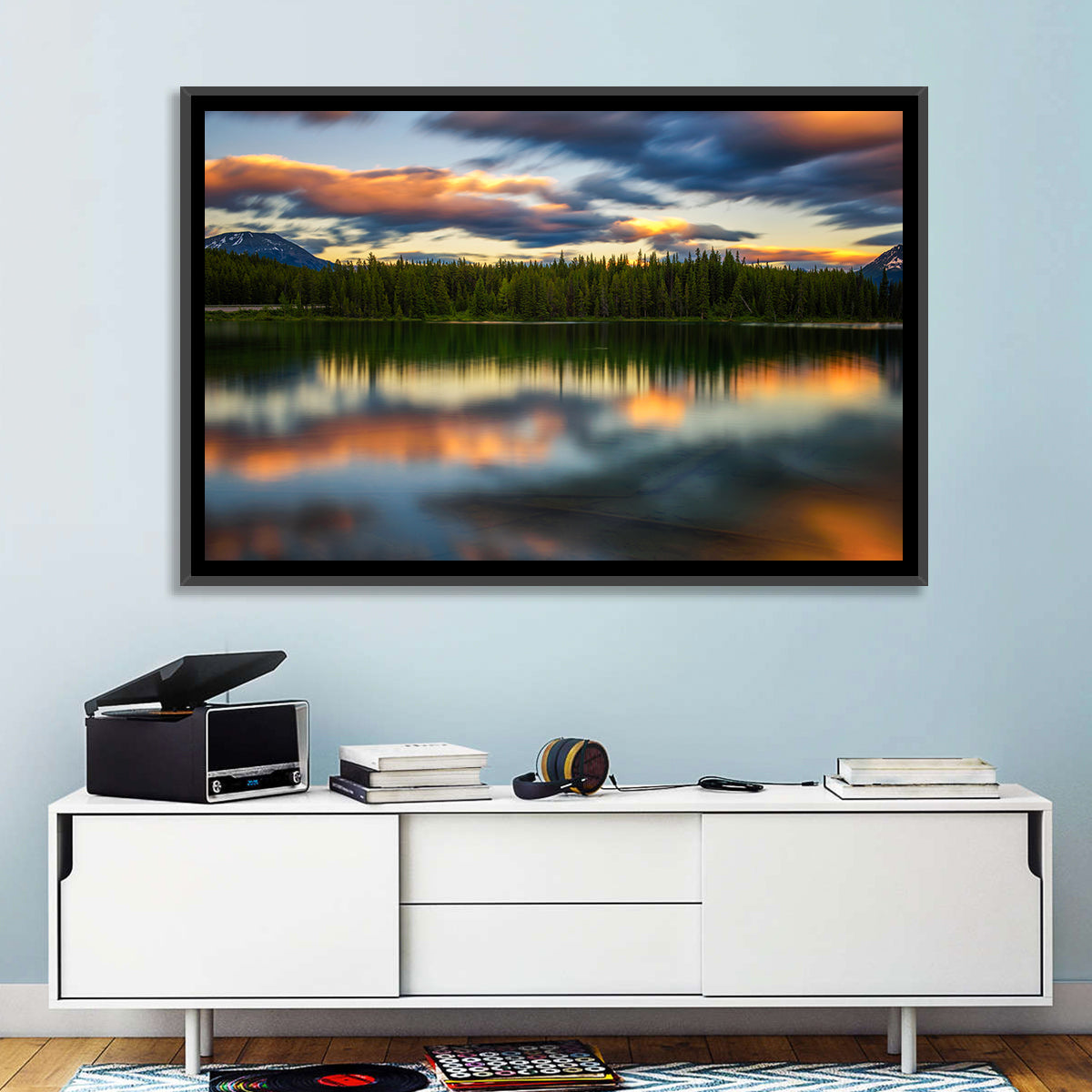 Herbert Lake Sunset Reflection Wall Art