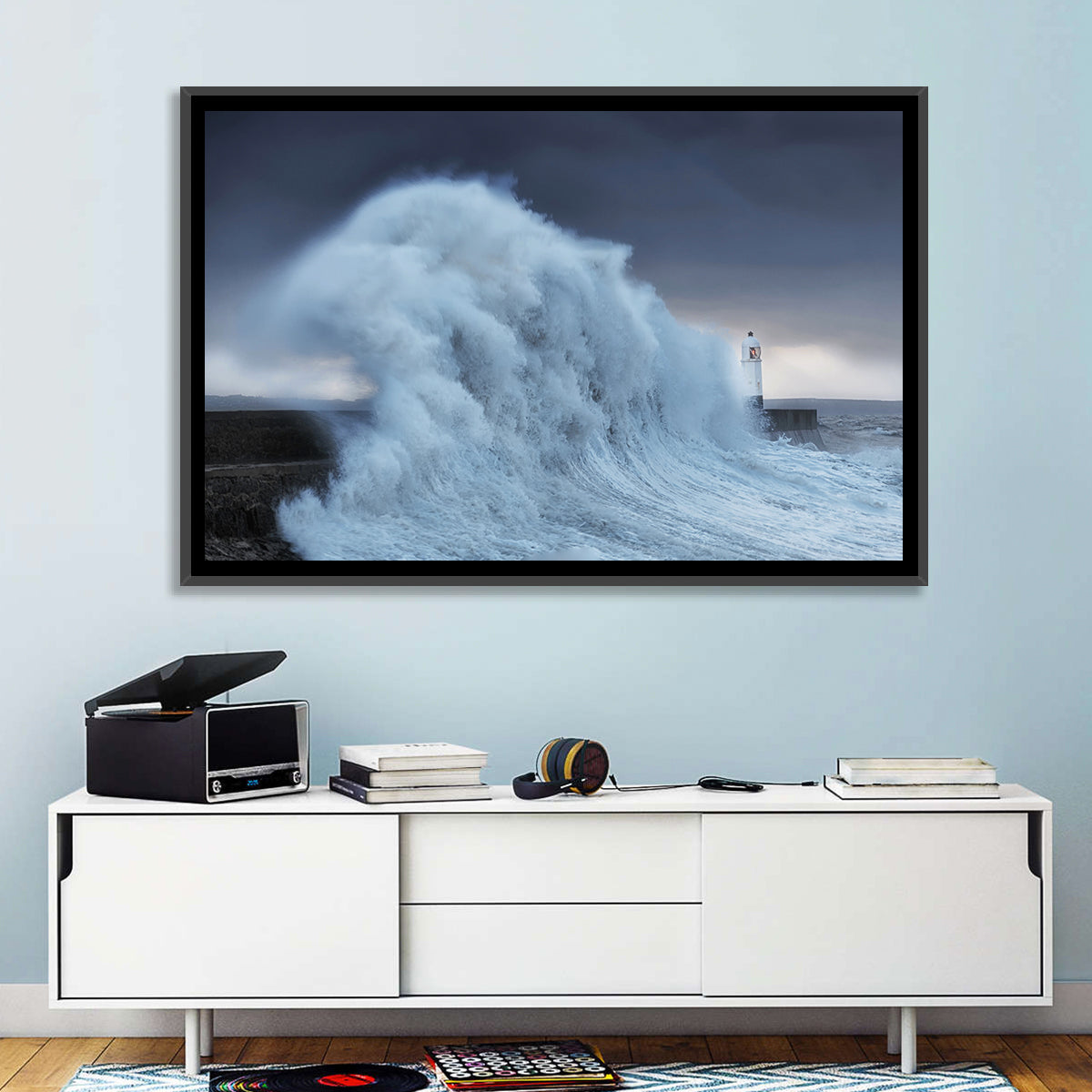 Lighthouse in a Sea Storm Wall Art