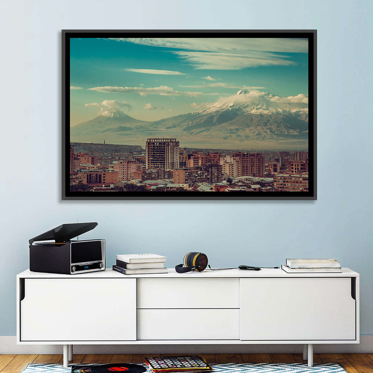 Yerevan Skyline with Mount Ararat Wall Art in a room, landscape