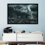 Tornado Over Destroyed City Skyline Wall Art