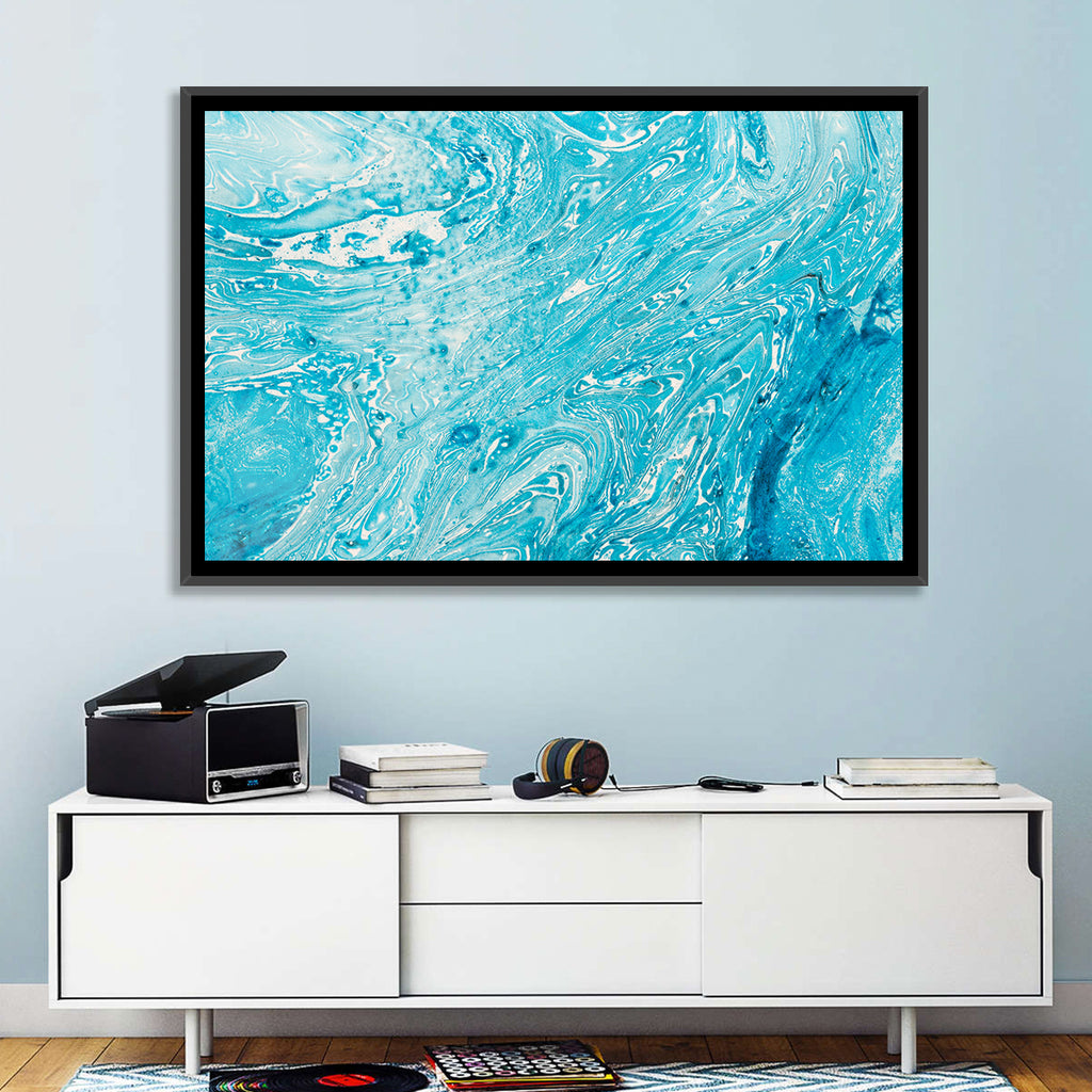 Cerulean Marbled Waves Wall Art