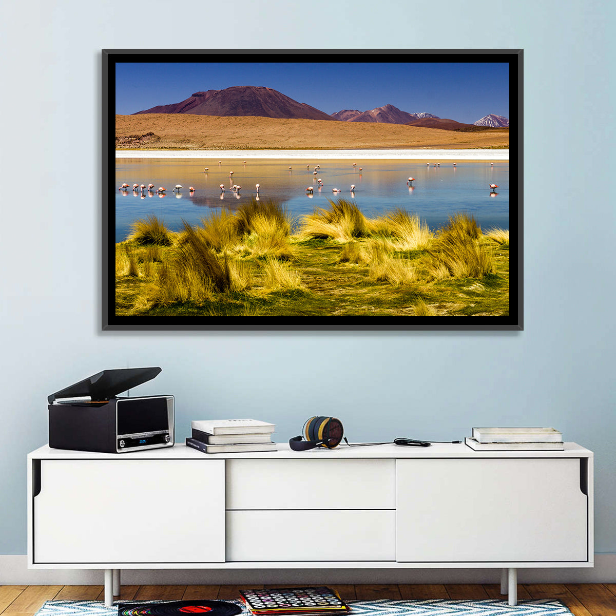 Flamingos on Salt Lake Wall Art