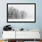 Snow-covered Trees in Fog Wall Art