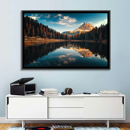 Lago Antorno Golden Hour Reflection Wall Art