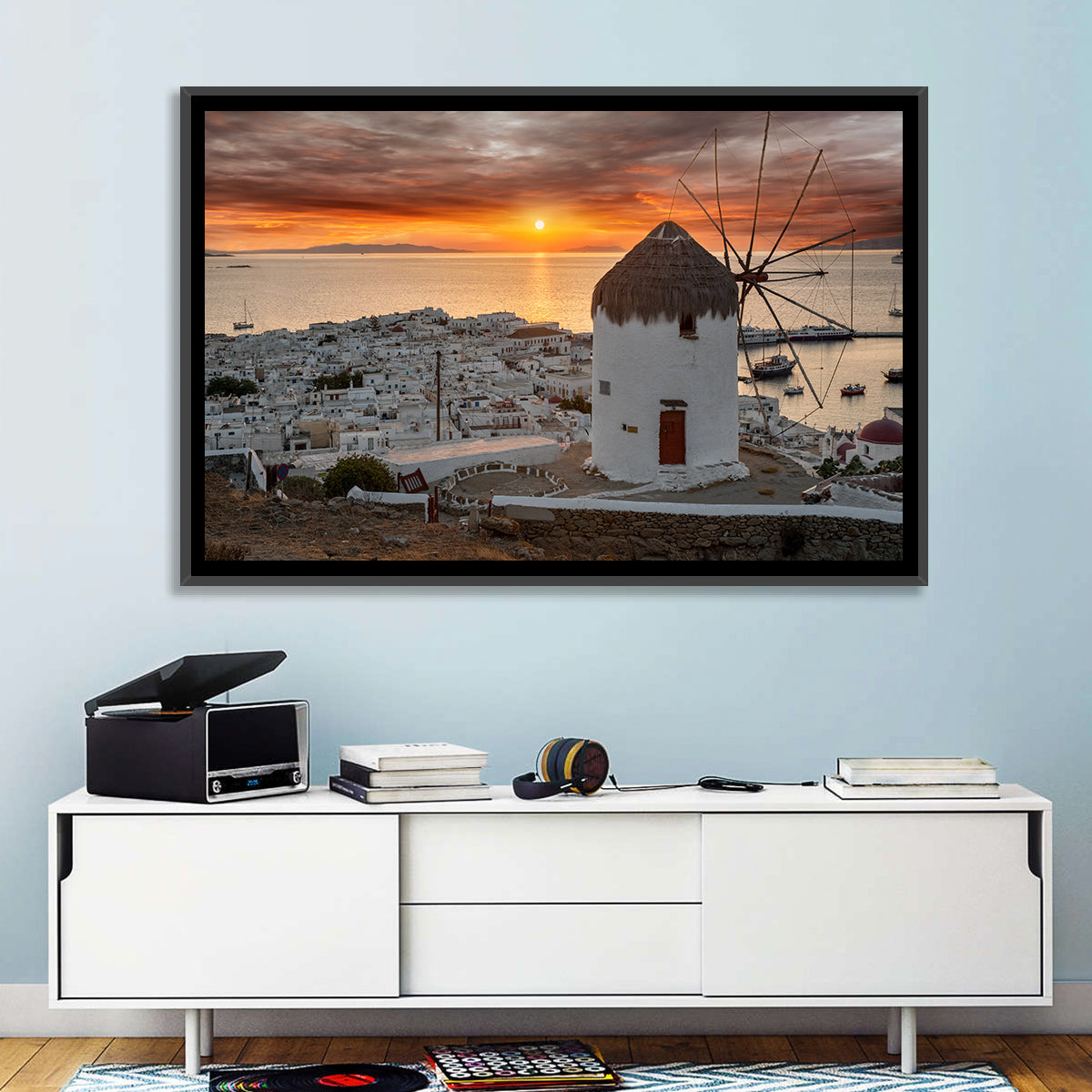 Kato Mili Sunset, Mykonos Wall Art
