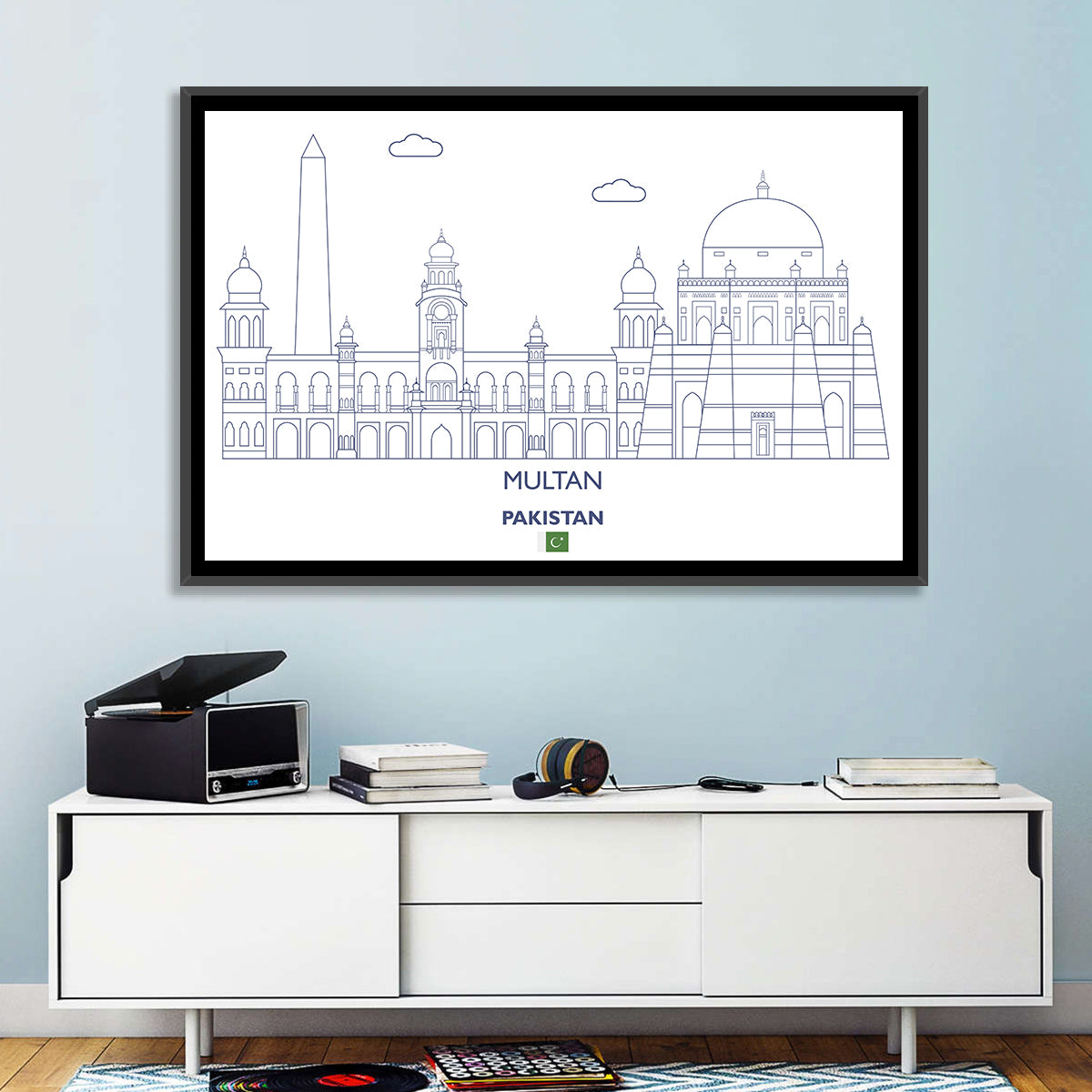 Multan Skyline with Shah Rukn-e-alam Wall Art in a room, landscape