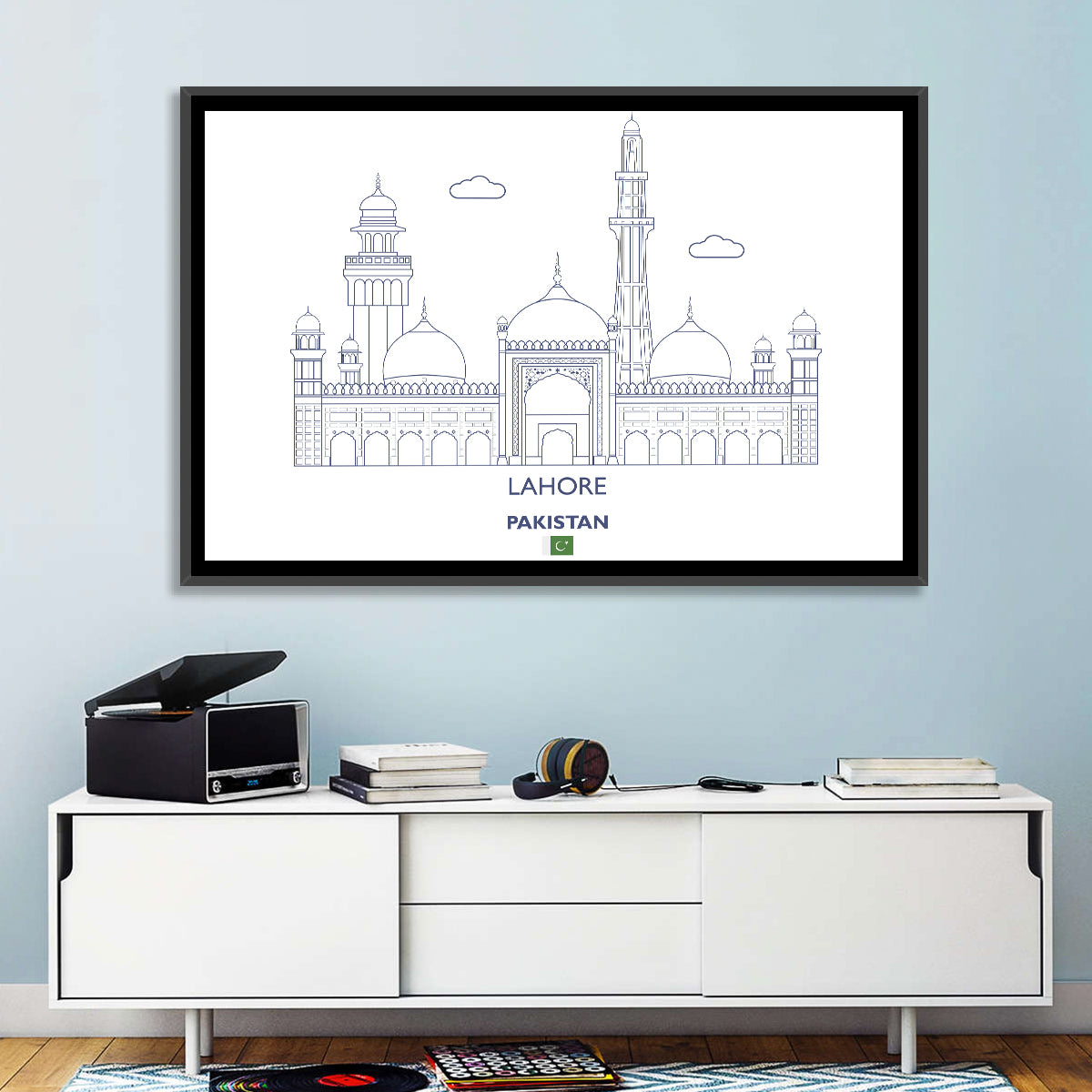 Lahore Skyline with Badshahi Mosque Wall Art in a room, landscape