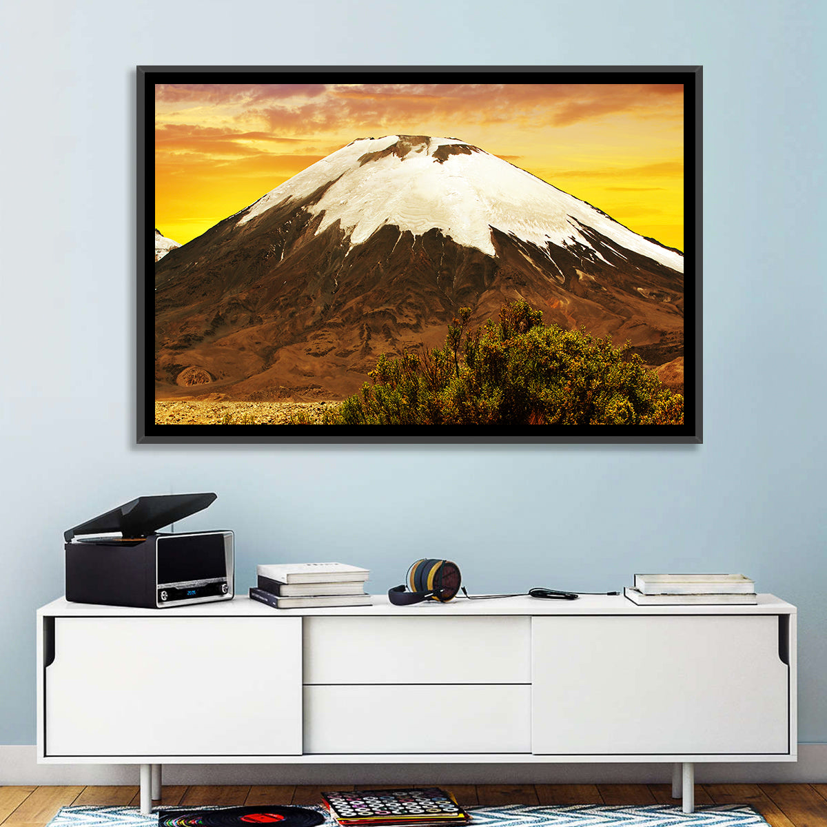 Parinacota Volcano Wall Art in a room, landscape