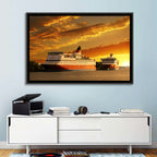 Red-hulled Cruise Ships at Dusk Wall Art