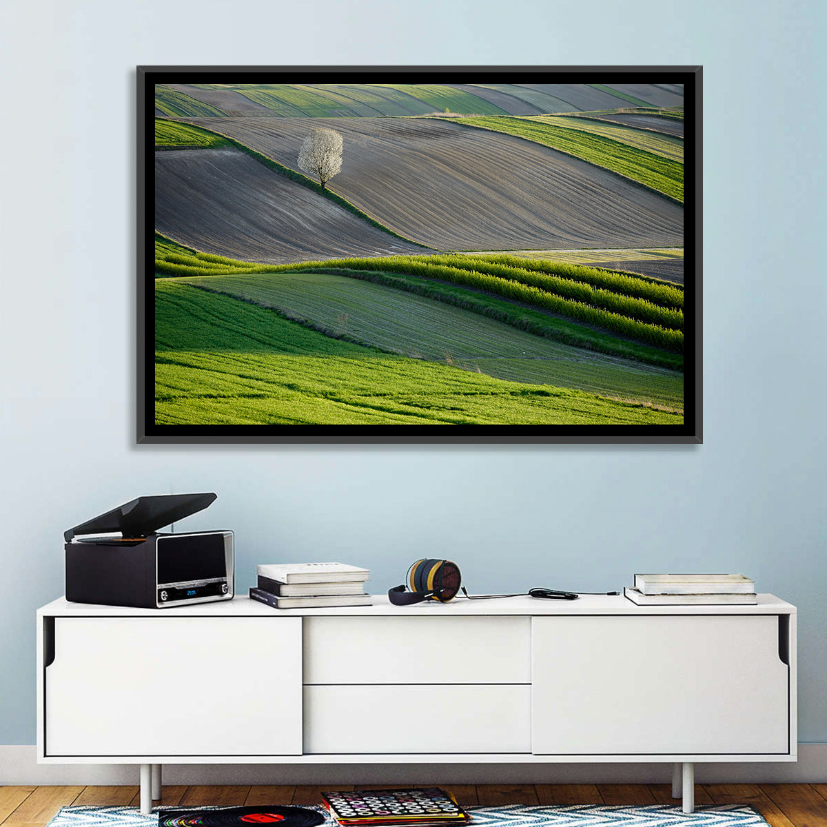 Springtime Polish Fields Wall Art in a room, landscape