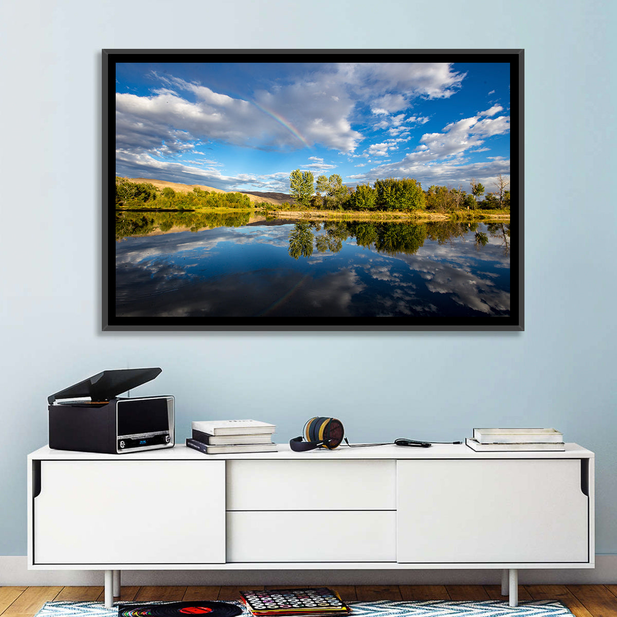 Boise River Rainbow Reflection Wall Art