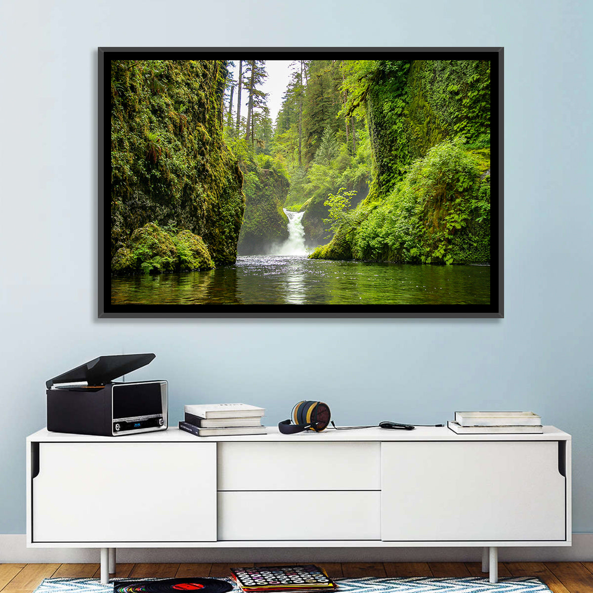 Punch Bowl Falls, Cascade Locks Wall Art in a room, landscape
