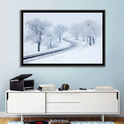 Misty Winter S-curve Road Wall Art