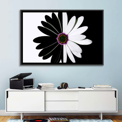 Black and White Daisy with Purple Ring Wall Art