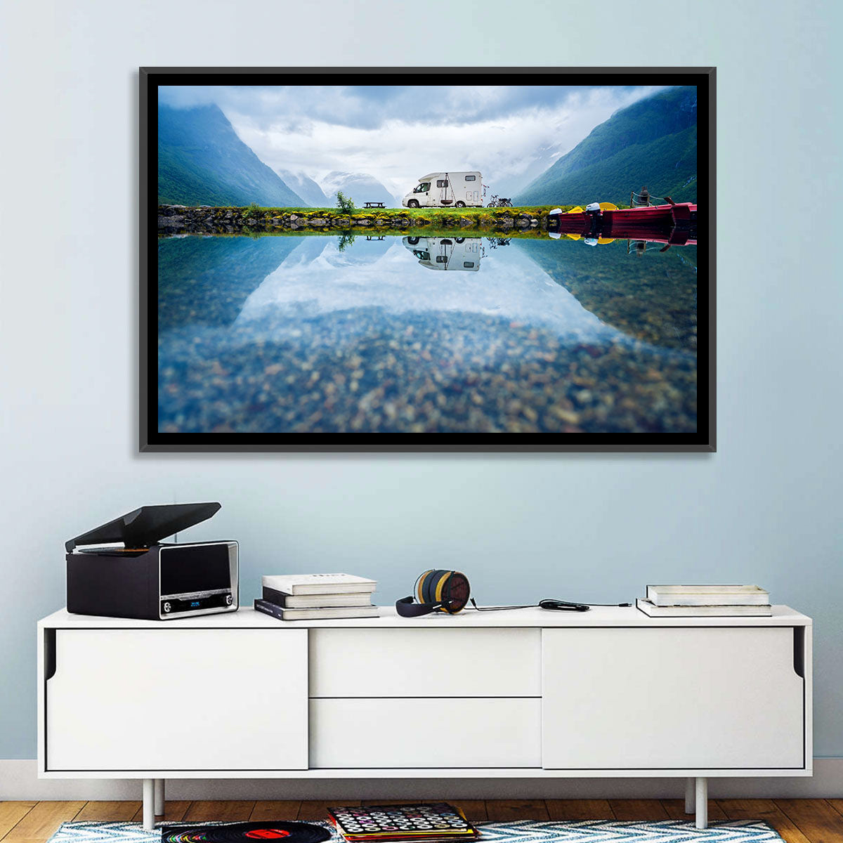 Motorhome by Mountain Lake Wall Art