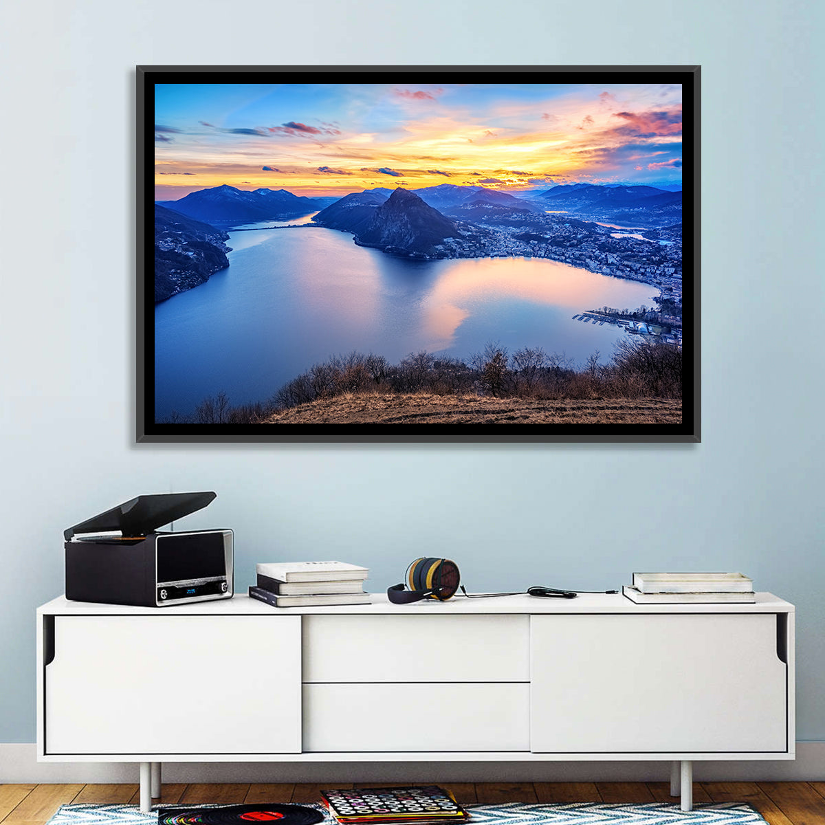 Sunset Over Lake Lugano Wall Art