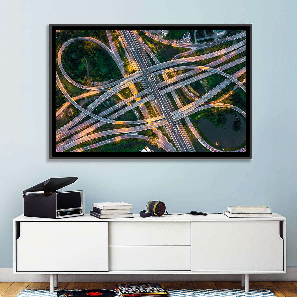 Expressway Junction at Dusk Wall Art in a room, landscape