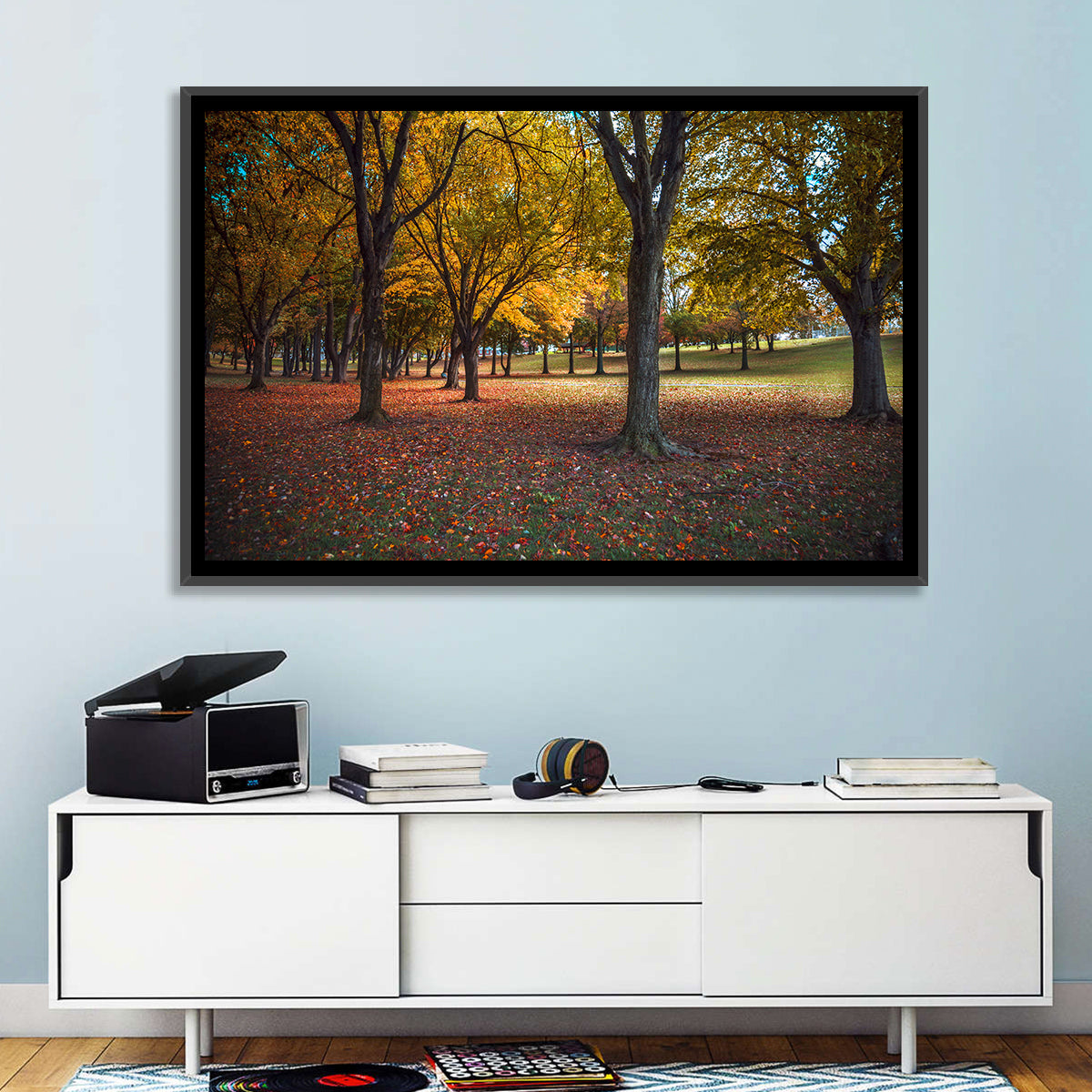 Autumn Park Trees, Pennsylvania Wall Art in a room, landscape