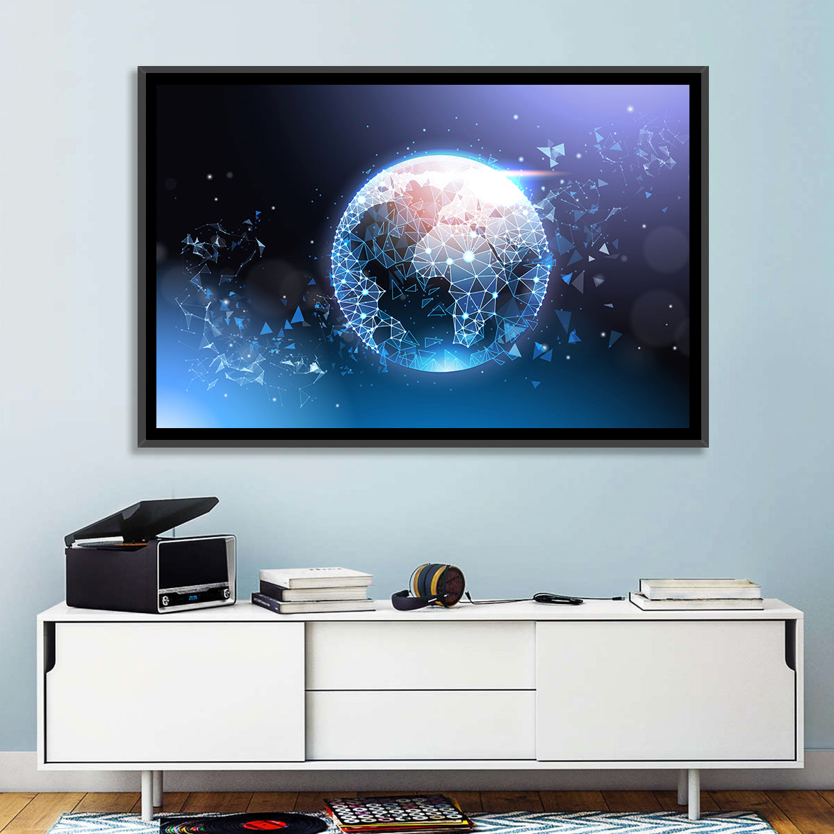 Wireframe Globe Network Wall Art