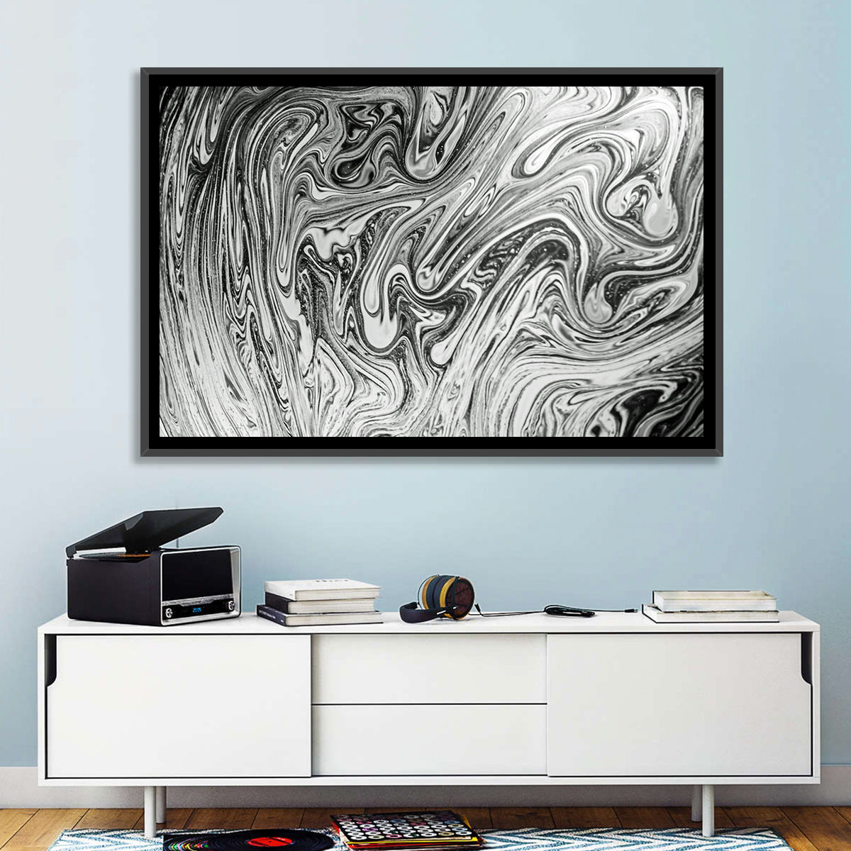 Ink Swirl Monochrome Abstract Wall Art