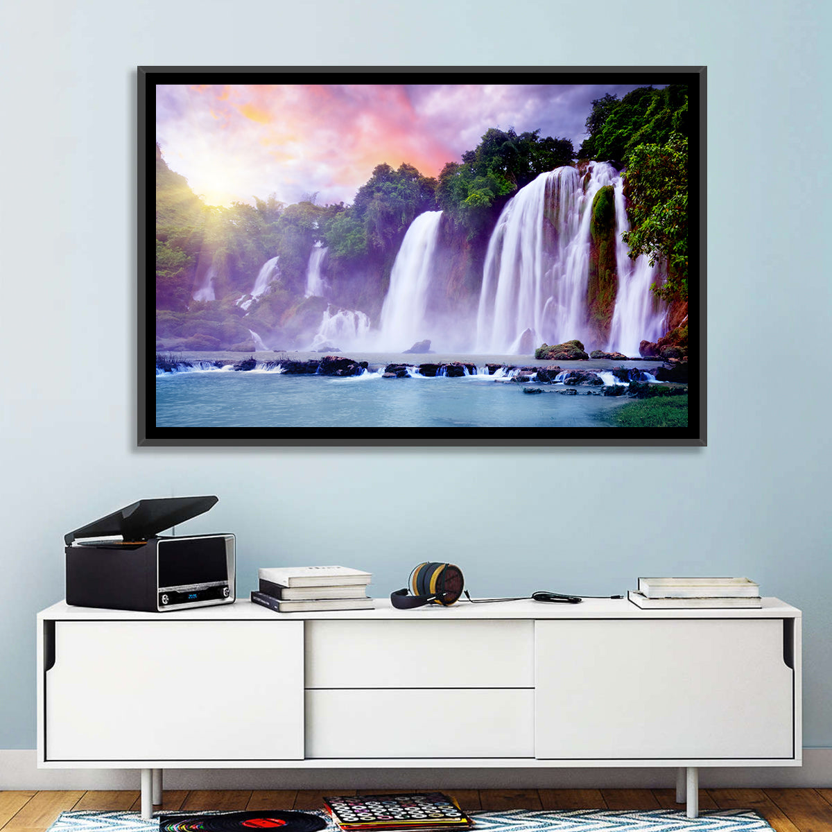 Ban Gioc Banyue Waterfall Wall Art in a room, landscape