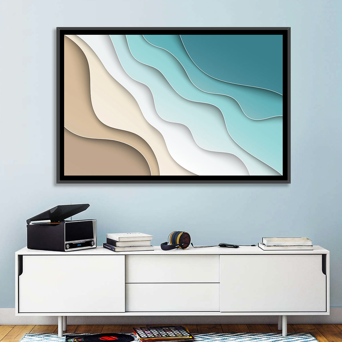 Aerial Beach Layers Wall Art in a room, landscape