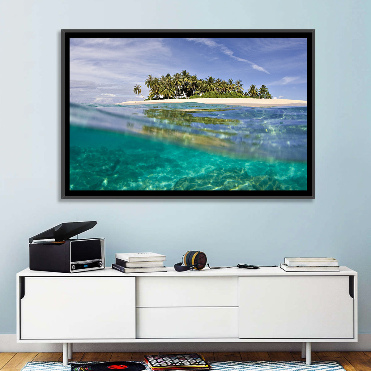 Island Paradise Wall Art in a room, landscape