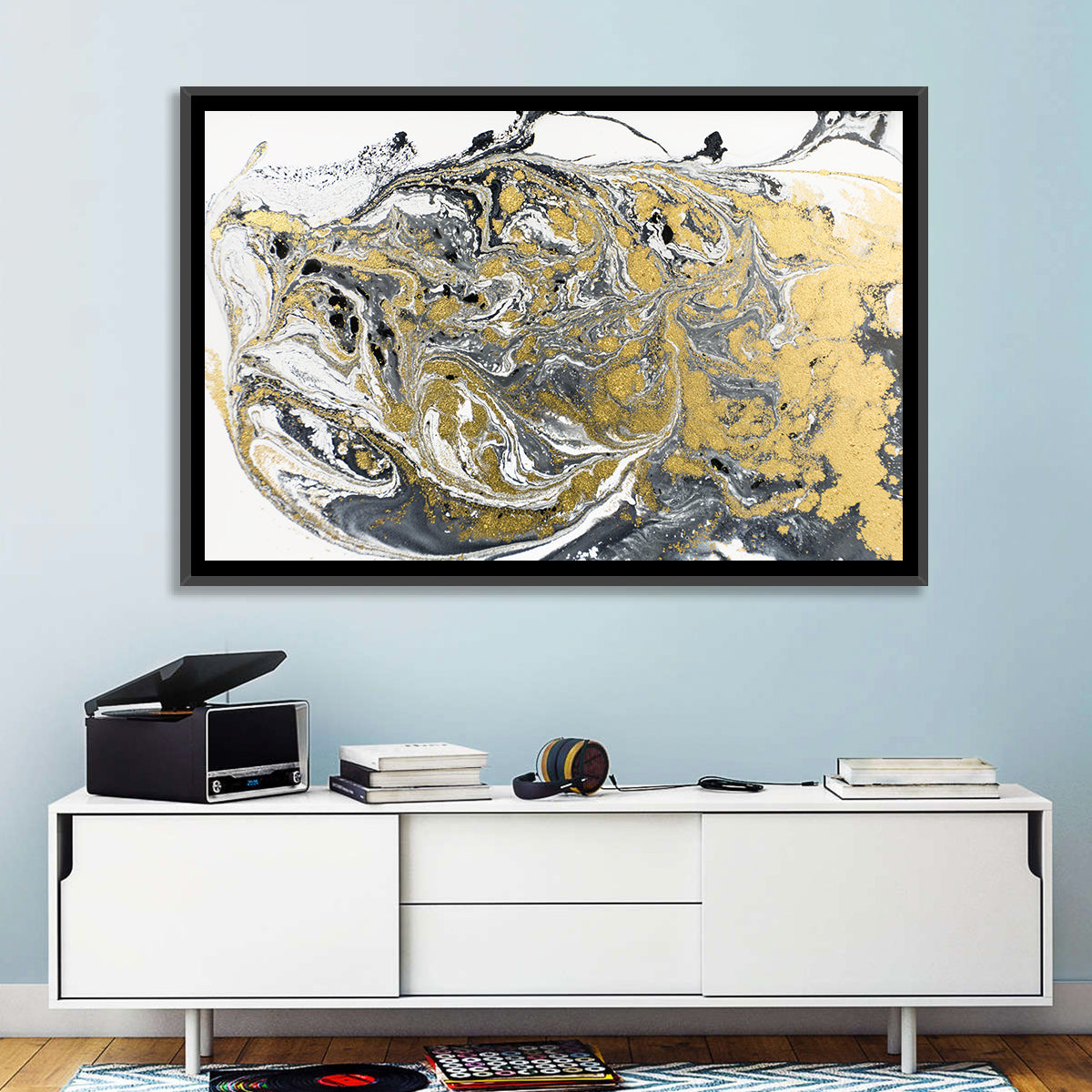 Metallic Gold Marbled Abstract Wall Art
