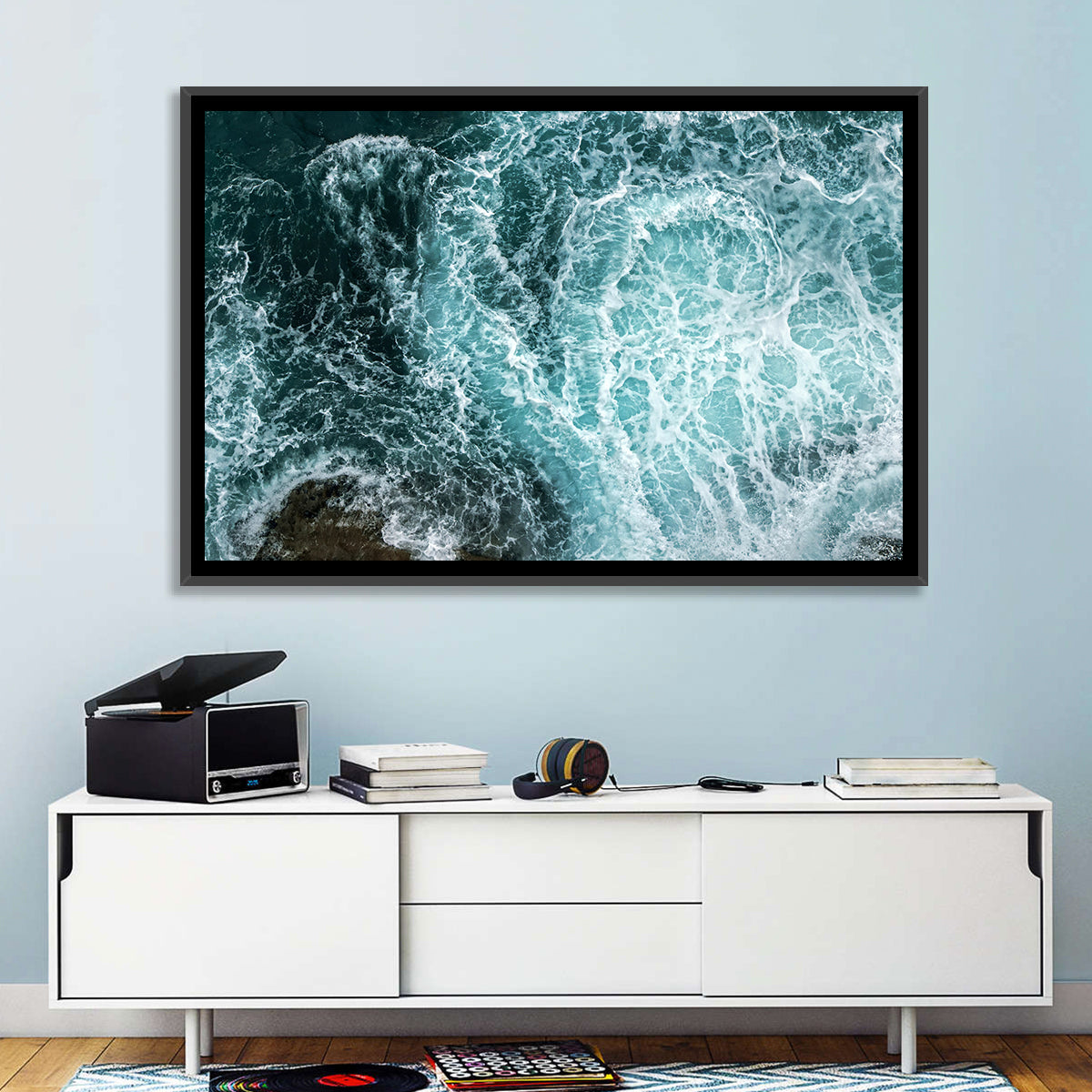 Aerial Ocean Waves with Sea Foam Wall Art