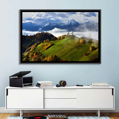 Jamnik Church on Misty Hill Wall Art