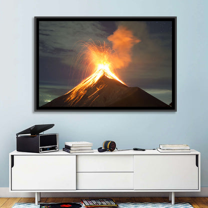 Starry Night Volcano Eruption Wall Art