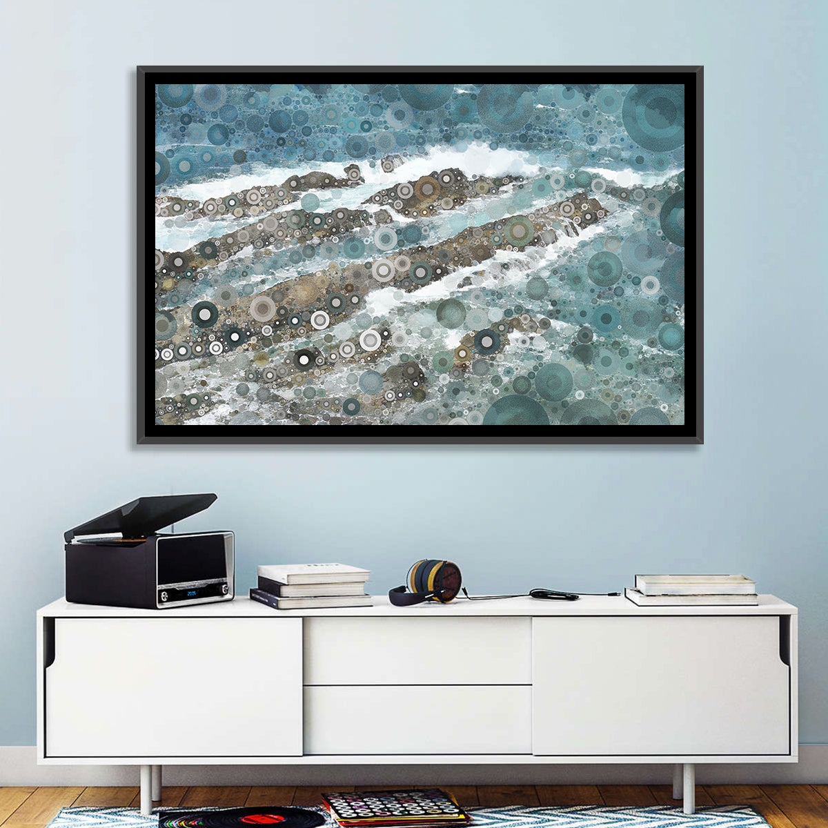 Teal Mosaic Ocean Wave Wall Art