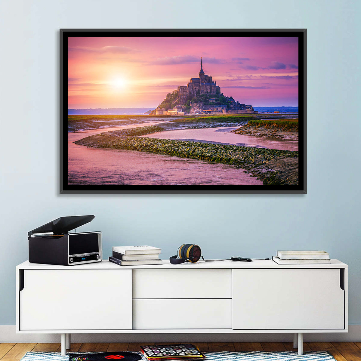 Mont Saint-michel Sunset Wall Art in a room, landscape