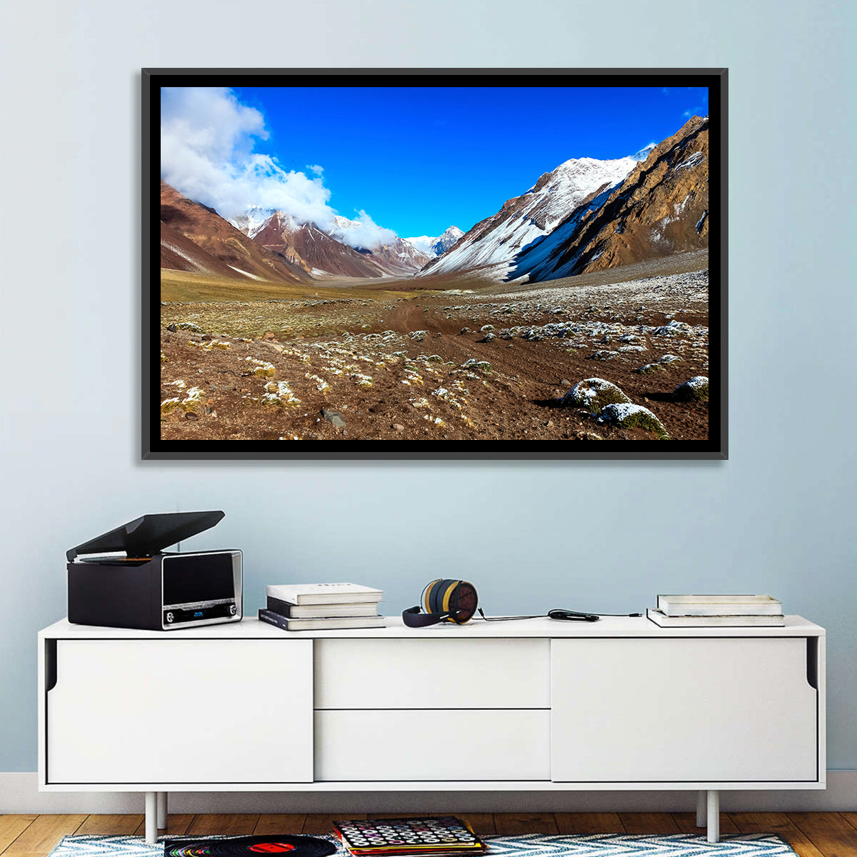 Mount Aconcagua Valley View Wall Art in a room, landscape