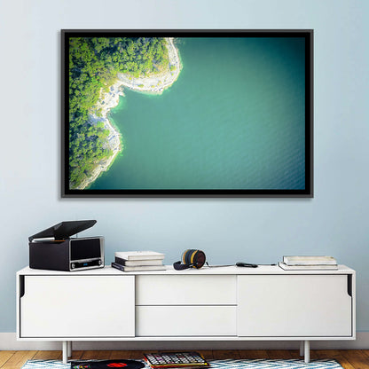L-shaped Coastline Over Teal Lake Wall Art