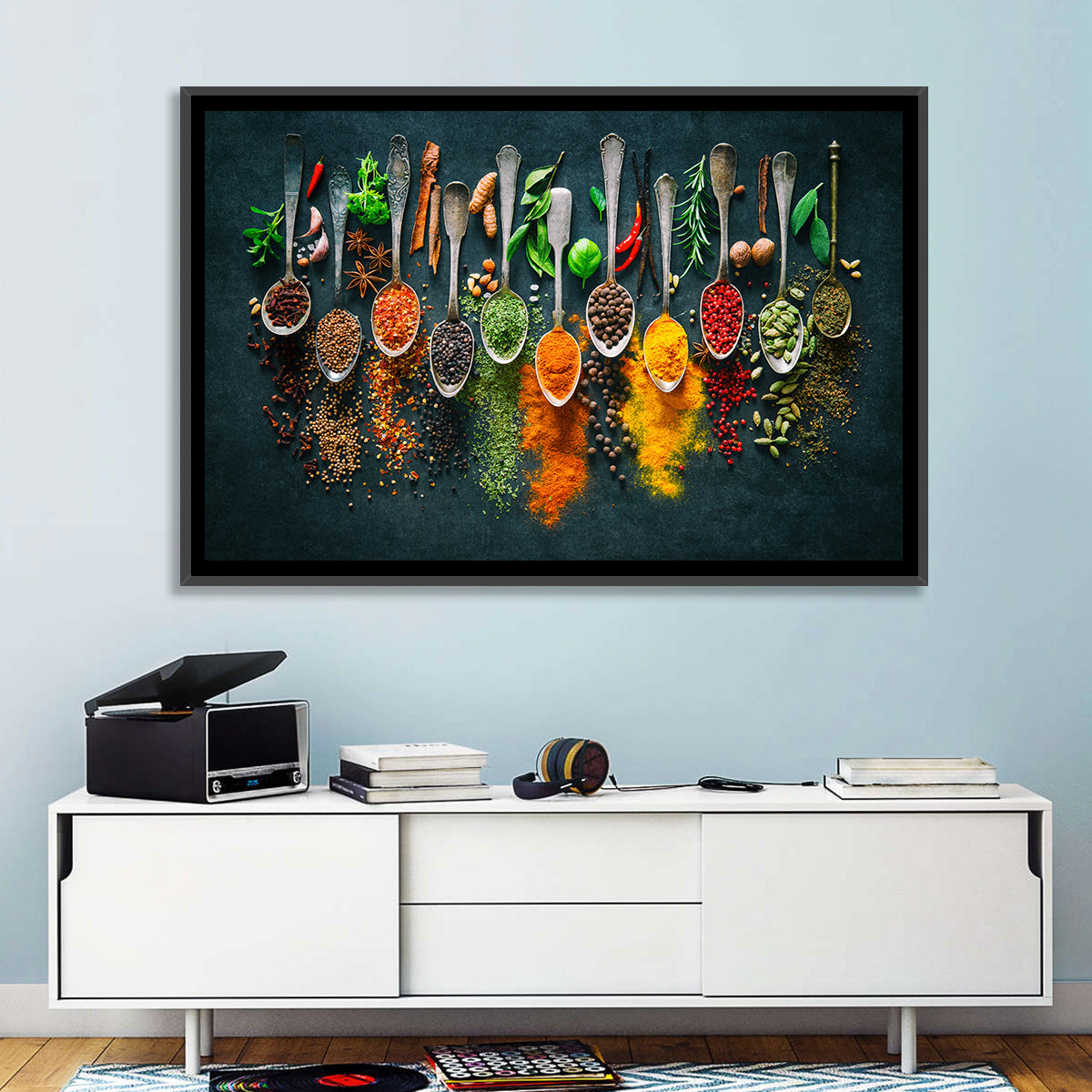 Assorted Spices and Spoons Wall Art