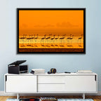 Flamingo Line at Golden Hour Wall Art