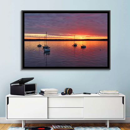 Lake Mendota Sailboats at Sunset Wall Art