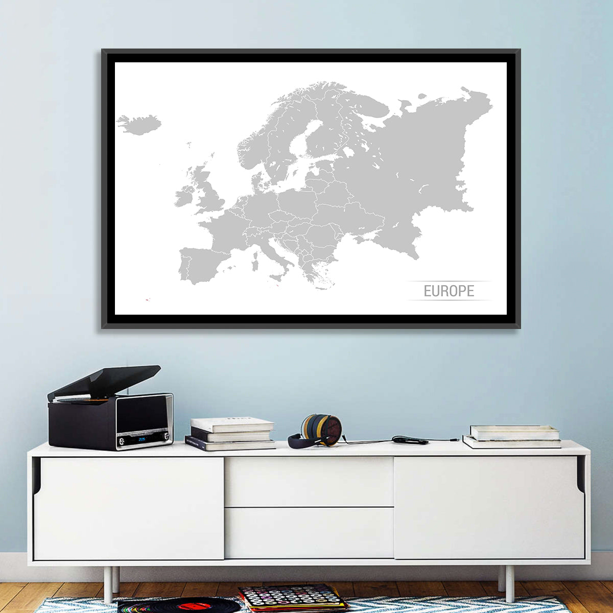 Gray Europe Outline Map Wall Art
