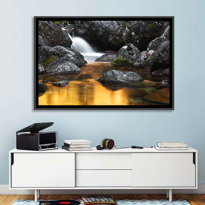 Golden Stream Waterfall Wall Art