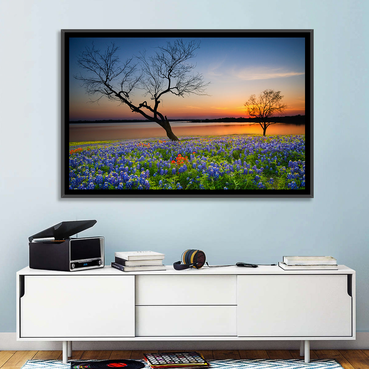 Texas Bluebonnet Sunset Wall Art