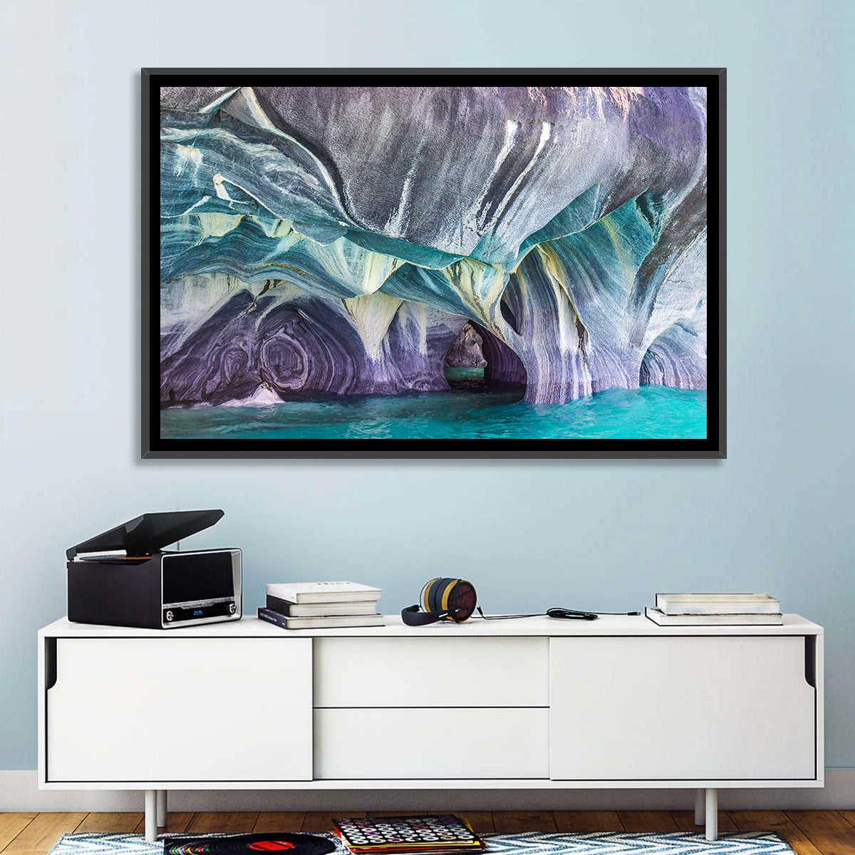 Marble Caves of Lake General Carrera Wall Art in a room, landscape